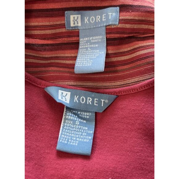 KORET Embroidered 2pc Set Jacket & Tank Top Navajo Red Stripe Cotton Blend S/L - Picture 7 of 7